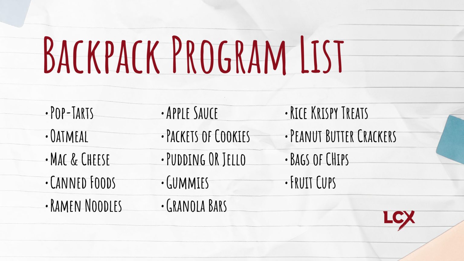Backpack Program List